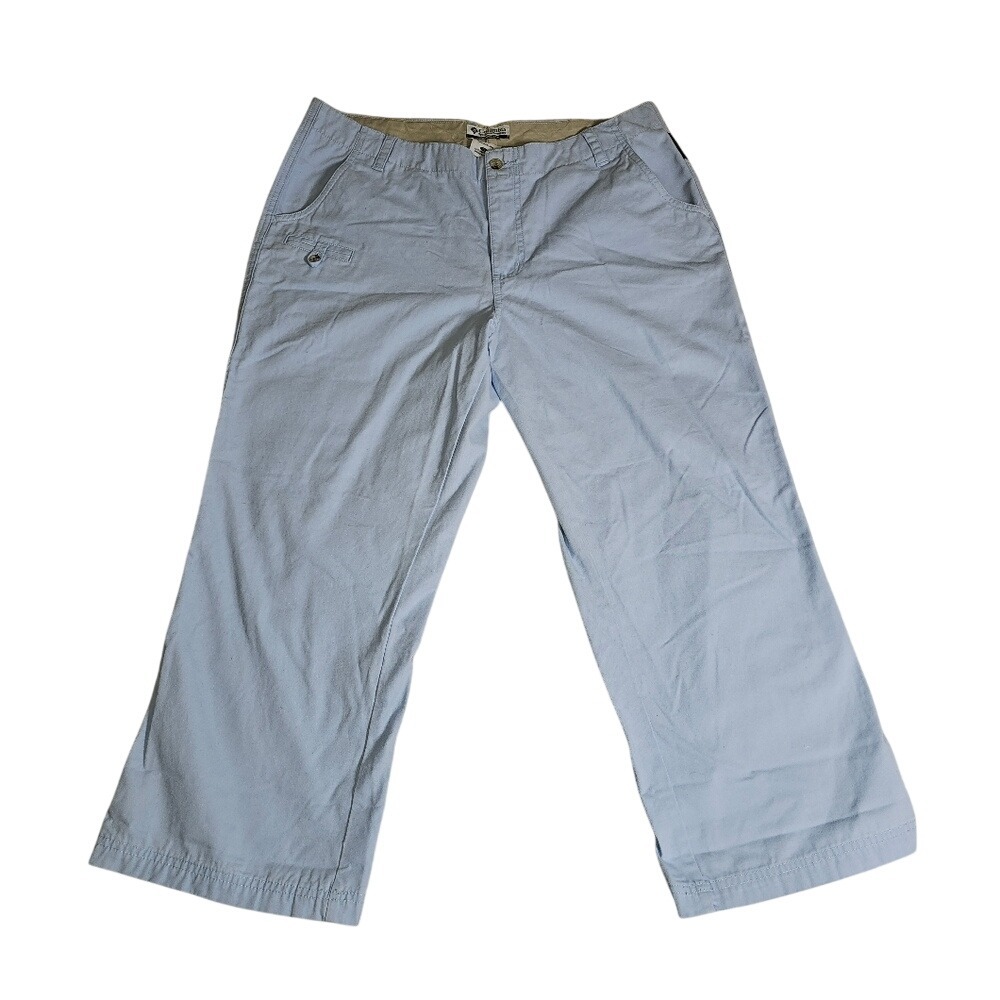 NWT Columbia 100% Cotton Pastel Blue Cropped Wide Leg Pants Size 14
